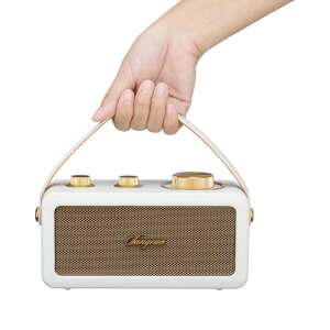 Sangean RA-101 hordozható retro Bluetooth / FM rádió fehér színben, bőr fogantyúval - Rádió