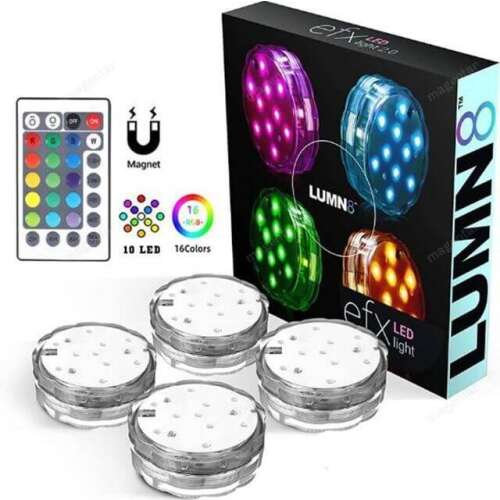 Set of 4 RGB LED pool lights with remote control, 16 colors, 10 LEDs each, waterproof, submersible