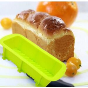 Green silicone bread loaf pan with baked bread - Baking Mold
