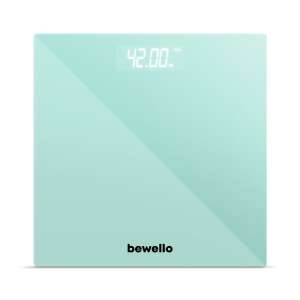 Bewello digitális fürdőszoba mérleg, 180 kg kapacitás, edzett üveg, kék - Bewello