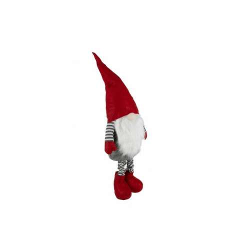 Karácsonyi manó dekoráció piros sapkával és csíkos lábakkal
