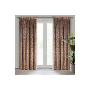 Eurofirany Bársony Sötétítő Függöny - Levélminta - Barna - 135x270 cm