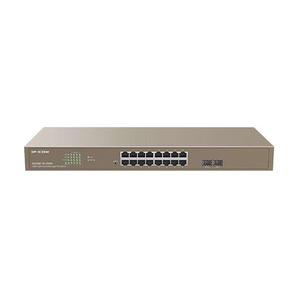 IP-COM 16x 10/100/1000 + 2x SFP vezérelhető PoE switch (G3318P-16-250W)
