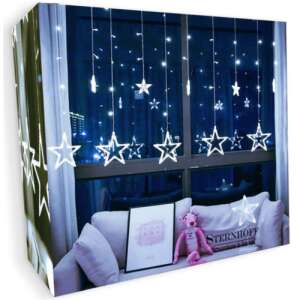 138 LED Star-Icicle vonkajšia-vnútorná svetelná clona, studená biela, šírka 2,4 metra, s 8 režimami osvetlenia