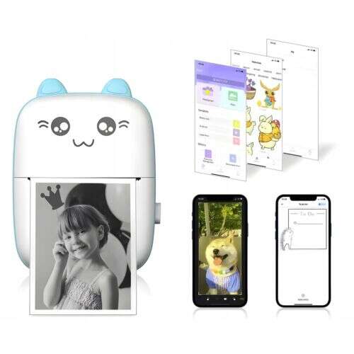 Izoxis mini Bluetooth thermal printer, with 11 rolls of thermal paper