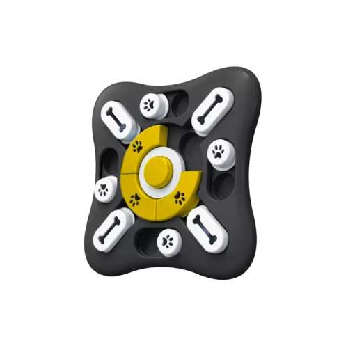 Purlov interactive dog puzzle toy, black, angled view