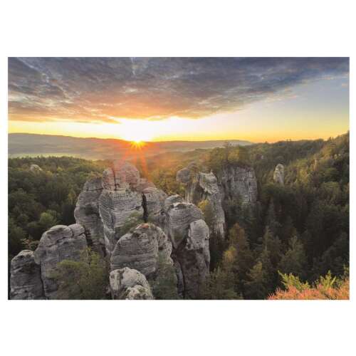 Dino Puzzle 1000 pieces - Rocky Mountains, a beautiful landscape puzzle with a stunning sunrise over the mountains