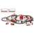 Fire rescue train track set with tunnel, bridge, and other accessories