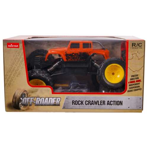 Rastar Rock Crawler Action 1:18 scale remote control off-road vehicle in orange color, in packaging