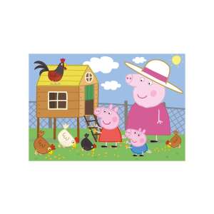 Puzzle Peppa Pig 24 elementy, przedstawiające Peppę i jej rodzinę karmiące kurczaki - Dino Bikes