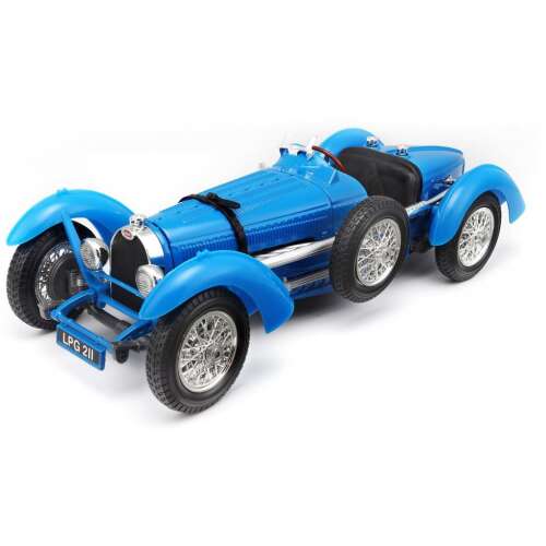 Bburago 1/18 scale model Bugatti TYPE 59 race car in blue, front view