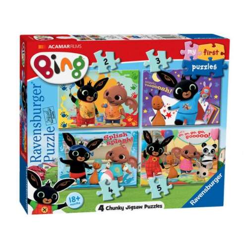 Bing Bunny 4 Grube Puzzle, 2, 3, 4 i 5 częściowe puzzle, Ravensburger, dla dzieci w wieku od 18 miesięcy