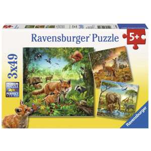 Puzzle 3x49 db - Az erdő lakói 85846986 Puzzle - Természet