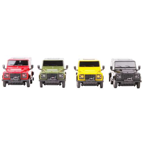 Land Rover Defender remote control car, 1:24 scale, red, green, yellow, black