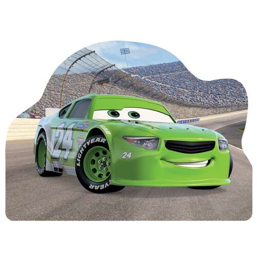 Cars 3 Jackson Storm 54 puzzli, zielony samochód wyścigowy na torze wyścigowym
