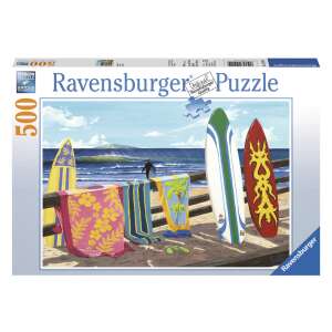 Ravensburger puzzle 500 dielikov, Plážová scéna s surf doskami a uterákmi - Ravensburger Puzzle