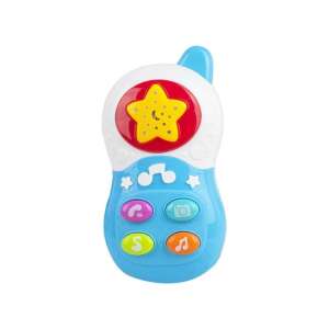 Kék baba telefon fényekkel és hangokkal, zenélő telefon babáknak, fejlesztő játék babáknak - Zenélő játék