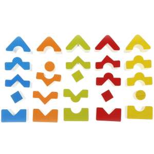 Cubika fa építőkocka szett, 5 darab, színes, geometriai formák, kreatív építéshez és fantáziadús játékhoz - Cubika