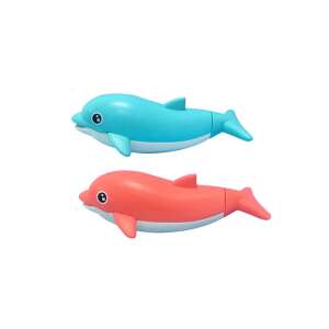 Niebieskie i czerwone zabawki do kąpieli w kształcie delfina, które strzelają wodą - Gra