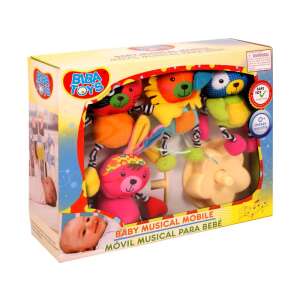 Biba Toys Baby Musical Mobile, hudobná kolotoč na postieľku s farebnými plyšovými zvieratkami, hudobná hračka pre bábätká - Hudobné kolotoče, kolotoče nad postieľku s projektorom