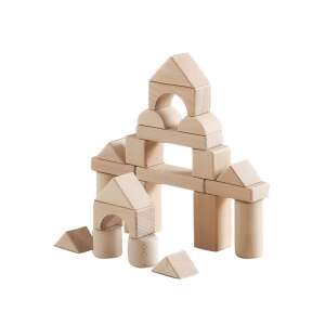 Set de 22 blocuri de construcție din lemn, lemn natural, pentru copii, jucărie educativă - Jocuri creative și de construcție