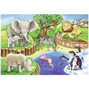 Ravensburger Animale din Grădina Zoologică 2 x 12 piese puzzle, cu o ilustrație colorată a animalelor din grădina zoologică - Puzzle 3D & Puzzle cu burete
