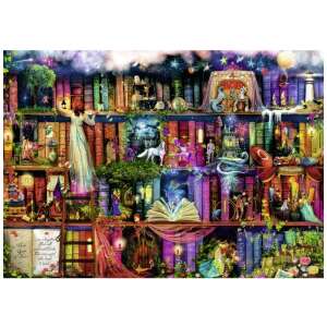 The Fairies' Bookshelf 1000 piece puzzle by Ravensburger, featuring a magical bookshelf with fairies, books, and other fantasy elements - Ravensburger Puzzle