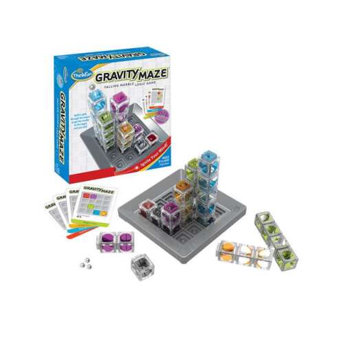 Thinkfun Gravity Maze Spielset, enthält Spielbrett, Türme, Murmeln und Herausforderungs-Karten