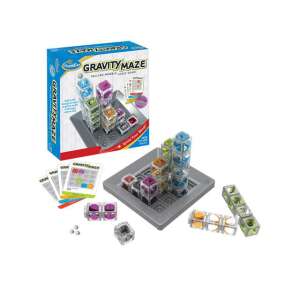 Комплект за игра Thinkfun Gravity Maze, включва игрална дъска, кули, топчета и карти с предизвикателства - Логическа игра