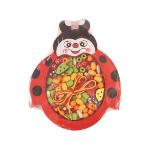 Ladybug Holzperlen-Fadenspiel, enthält bunte Perlen, Schnur und Marienkäfer-Anhänger zum Herstellen von Halsketten und Armbändern - Bastelperlen & Zubehör