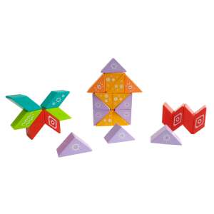 Set de jucărie magnetică de construcție cu 26 de piese, cu triunghiuri și prisme colorate - Joc de construcție magnetic