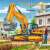 Ravensburger Puzzle 3x49 pieces - Giant Construction Machines, yellow excavator