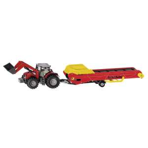 SIKU Massey-Ferguson tractor with conveyor belt, 1:50 scale toy - Work machine for children