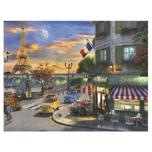 Ravensburger 2000 piece puzzle, Romantic Evening in Paris, Eiffel Tower, Seine River, French cafe, cityscape, adult puzzle