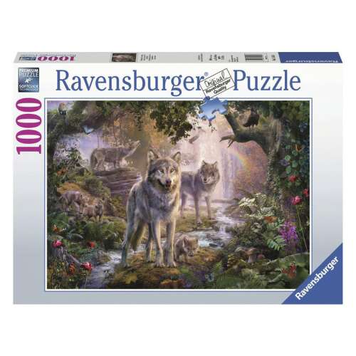 Puzzle Ravensburger 1000 elementów, Rodzina Wilków Latem