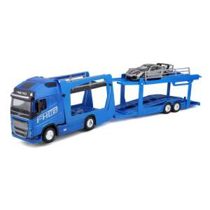 Bburago Street Fire Volvo FH16 Multi-Car-Carrier im Maßstab 1:43 mit Porsche 911 GT2 RS Spielzeugauto, blau - Modell, Mock-up