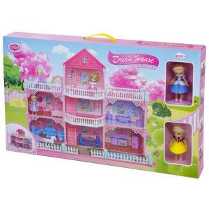 Dom Dream House Seven-in-one domek dla lalek z 180 elementami, różowy i biały, z dwiema lalkami, w opakowaniu - Domek dla lalek