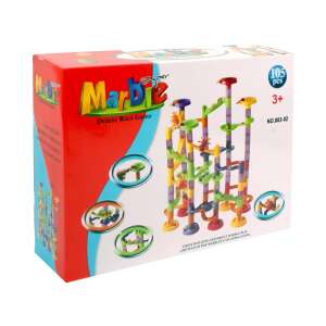 Marble Run Deluxe Race Game 105 piese, jucărie de construcție din plastic colorat cu bile pentru copii, de la 3 ani - Jocuri creative și de construcție