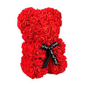 Ursulet de Trandafir + Cutie Cadou - Rosu - 25 cm