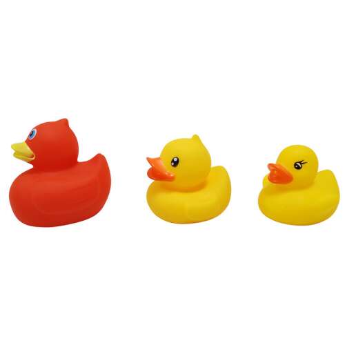 Set of 3 rubber ducks, 2 yellow and 1 red