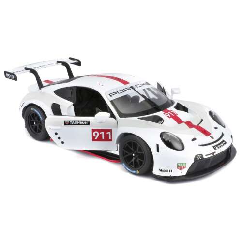Bburago 1/24 scale model car, Porsche 911 RSR GT, white, open doors