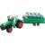 Green plastic toy tractor with plow and trailer, 52 cm