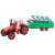 Red plastic toy tractor with plow and trailer, 52 cm