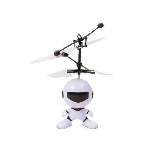 Robot zburător cu telecomandă, design astronaut, alb și negru