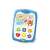 Baby tablet toy with lights and sounds, teaches letters, numbers, and shapes, blue and white, educational toy for babies