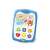 Baby tablet toy with lights and sounds, teaches letters, numbers, and shapes, blue and white, educational toy for babies