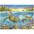 Ravensburger 100 darabos puzzle, Teknősök találkozója, színes víz alatti jelenet tengeri teknősökkel, halakkal, korallzátonnyal, delfinnel, naplementével, pálmafával, stranddal