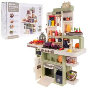Játék konyha 88 kiegészítővel, hang- és fényeffektusokkal, zöld és bézs színben, Spray Kitchen márka - Ramiz