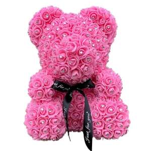 Rózsa maci csillogó strasszokkal, 40 cm, tökéletes ajándék Valentin-napra, anyák napjára, születésnapra, esküvőre, évfordulóra - Ajándék ötlet Valentin-napra