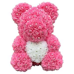 Rózsa maci, rózsaszín maci, örök rózsa maci, 40 cm, strasszköves, ajándék nőnek, Valentin-napi ajándék - Ajándék ötlet Valentin-napra